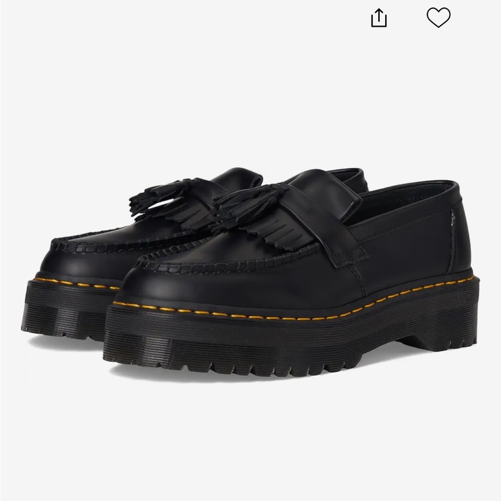 Dr. Martens Black Leather Tassel Platform Loafers